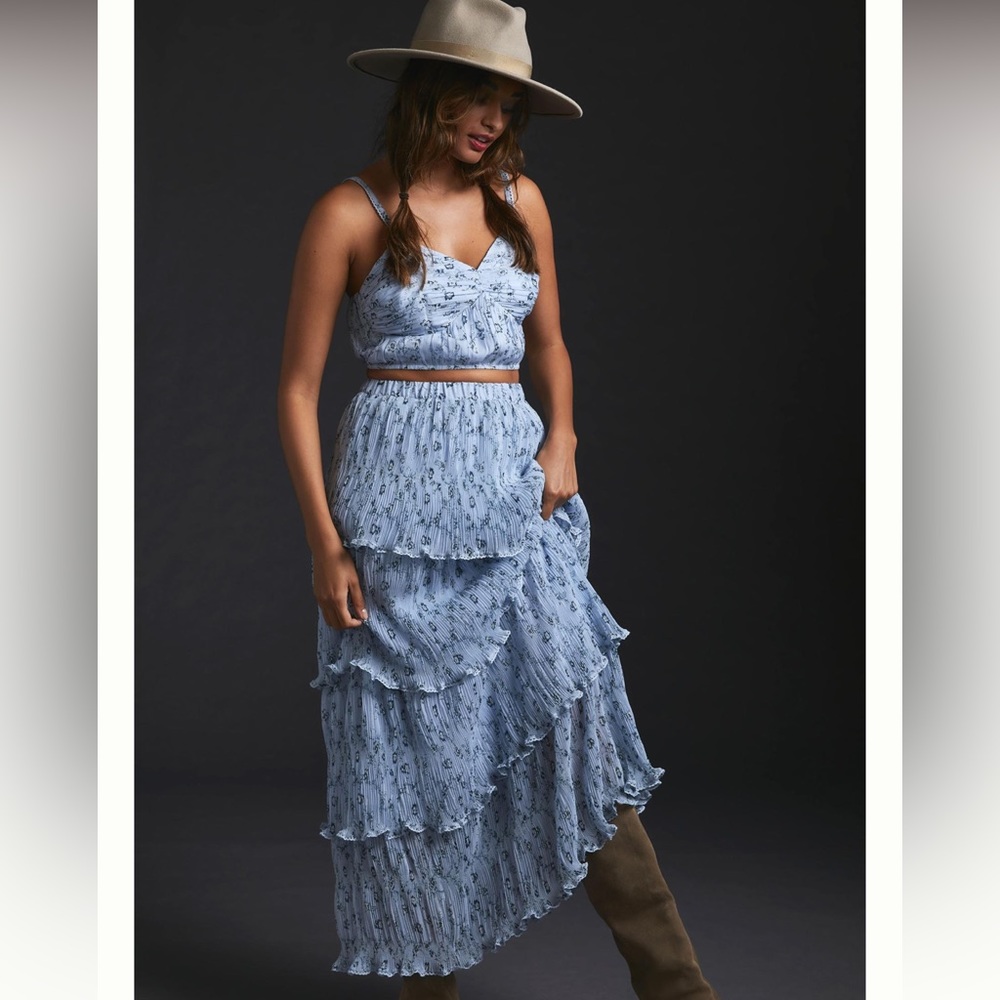 Set! Anthropologie Top & Tiered Skirt Set Sz XL